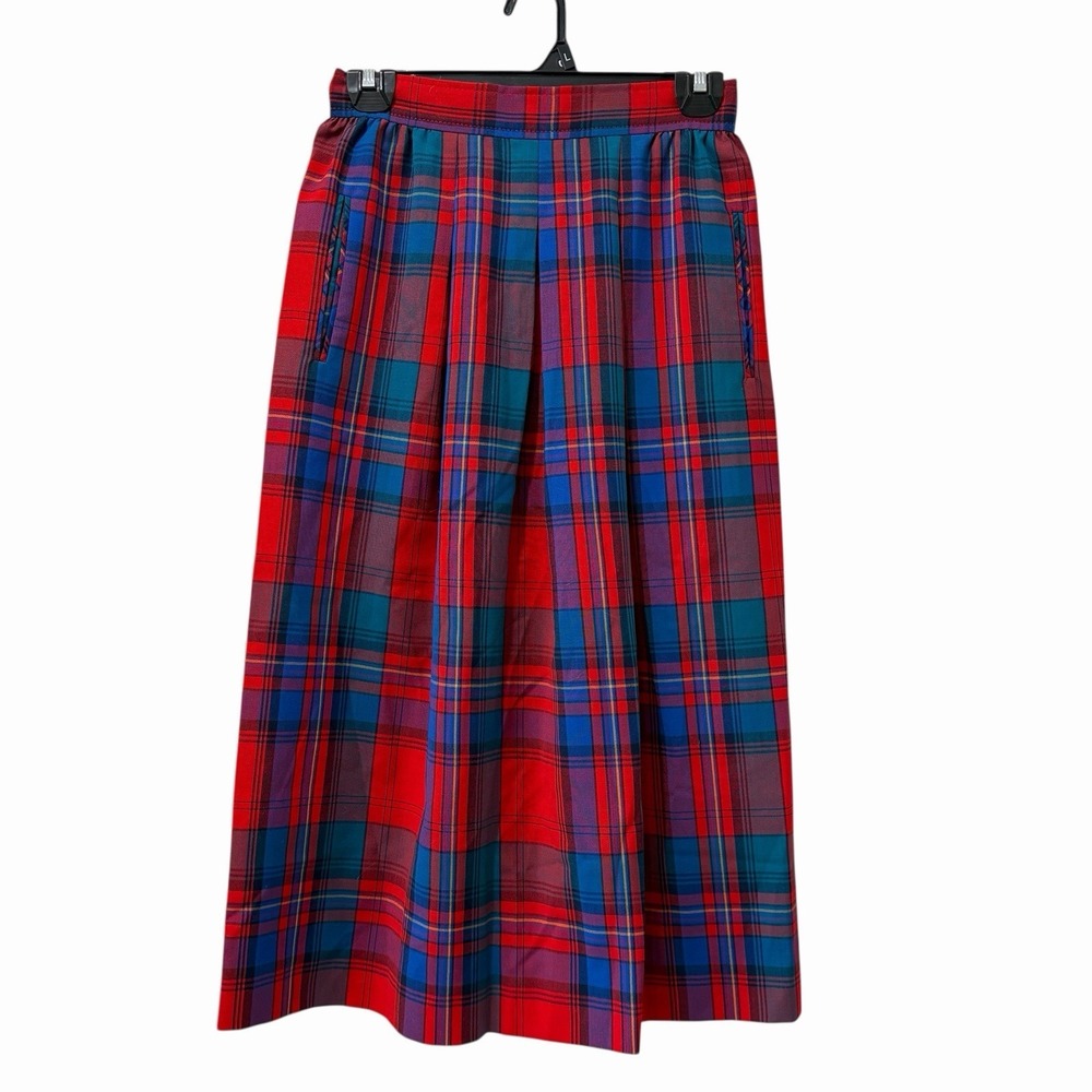 PENDLETON 100% Virgin Wool Pleated Manson Tartan Midi‎ Skirt Size 6 Made in USA
